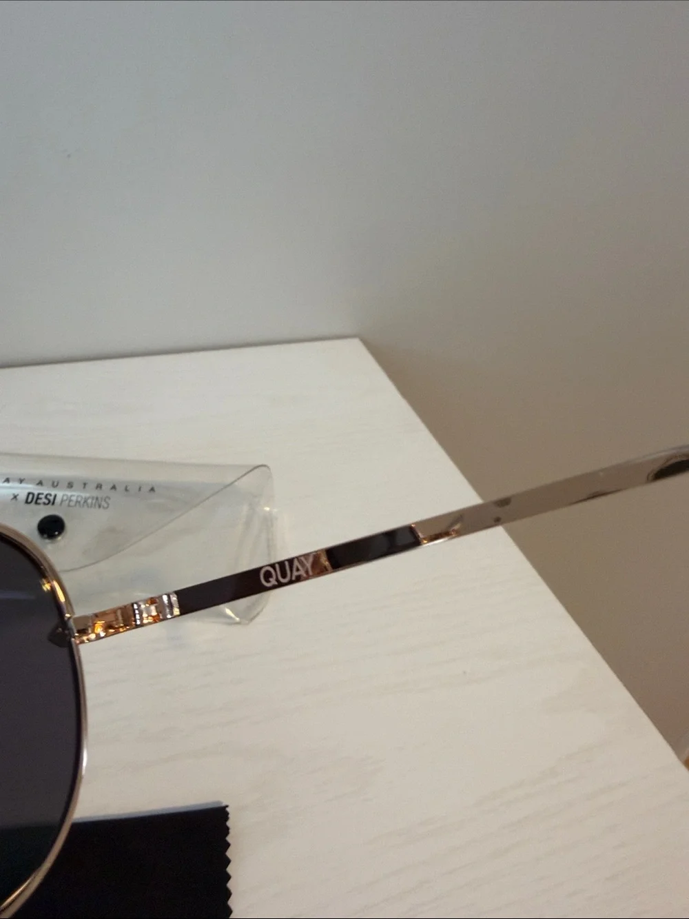 Quay Australia Aviator Sunglasses with Green Mirrored Lenses and Gold Frame